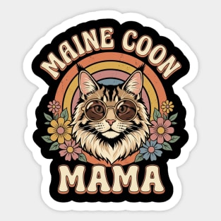 Maine Coon Mama Cat Lover Retro Rainbow Sticker